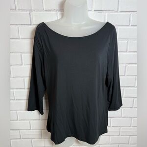 Rachel Zoe Black 3/4 Sleeve Relaxed wear 2 ways  Blouse/size L